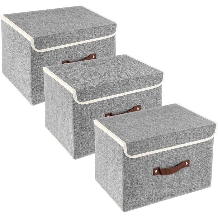 2 Boîtes Rangement Sous Lit TYEERS 70x42x18cm - Blanc - Tissu Polyester Lavable - Pliable