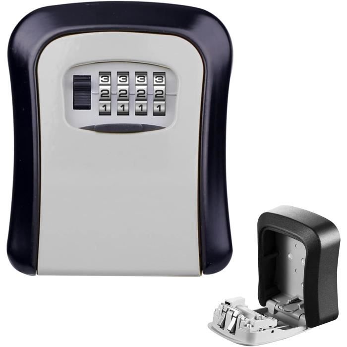 Boîte de rangement pour clés , boîte de sécurité avec serrure à combinaison à 4 chiffres (grise