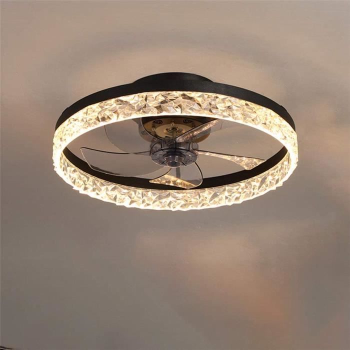 Ventilateur Plafond LED Weiß 66W - 6 Pales, Dimmable, Télécommande, Pour Salon/Chambre
