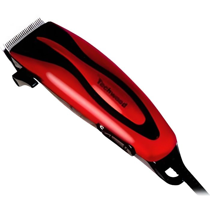 TECHWOOD - Tondeuse à cheveux rouge - TT-615 - Fonctionnement sans fil - Autonomie 60 min - Peigne inclus