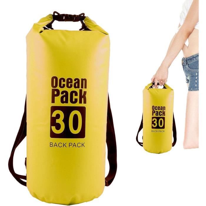 Sac de plage tanche TRAHOO Jaune 30 L Pour la natation le