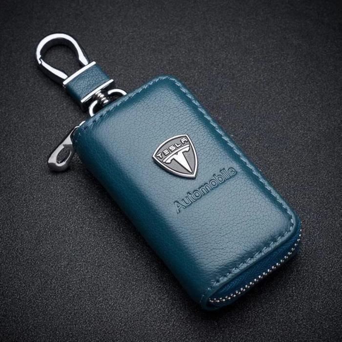 Étui de protection pour carte clé de voiture portable pour Tesla Model 3 ( bleu)