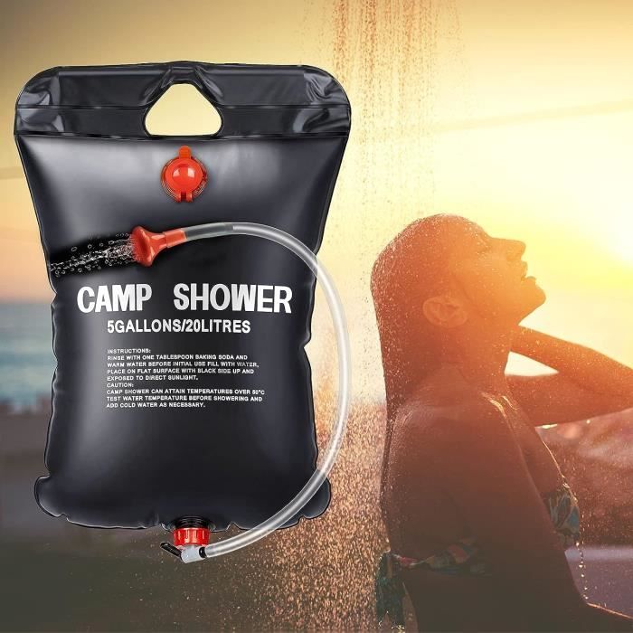 Douche Solaire Portable Zilimontt 12L – Sac De Douche Camping Avec Pompe à Pied Et Pommeau – En PVC 500D – Pour Plage, Randonnée Et Voyage