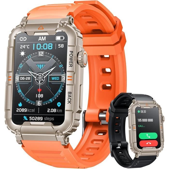 KIPTUMTEK Montre Connectée Femme Homme avec Appel Bluetooth, 1.96" HD Smartwatch avec Podometre