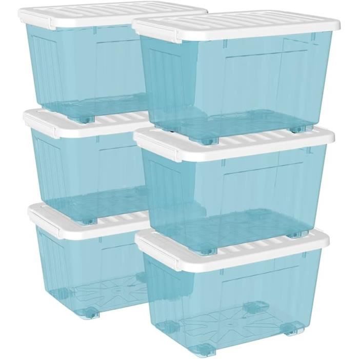 Lot De 6 Boîtes De Rangement En Plastique Transparent Avec Couvercles