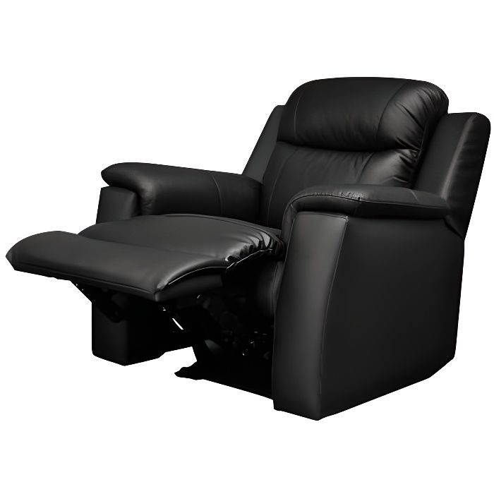 Fauteuil relax EVASION en cuir - Noir