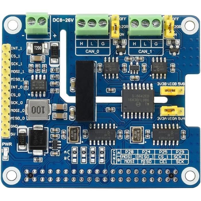 SEENGREAT Double Canal CAN Bus Extension Pour Raspberry Pi – MCP2515 + ATA6561, Idéal Pour Projets Multi-Canaux