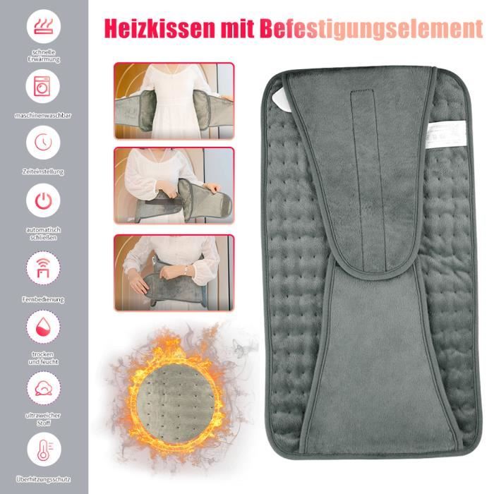 Coussin Chauffant électrique - Ceinture Pour Cou Et épaules - Gris Micropluche - Neuf
