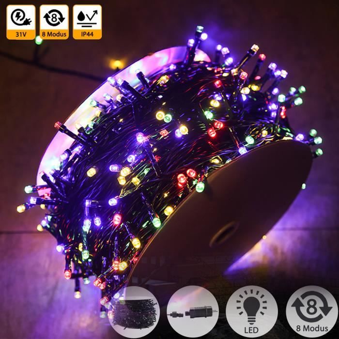 Guirlande Lumineuse LED 100m - 1000 LEDs RGB Multicolores - IP44 étanche - 8 Modes - Pour Extérieur/fête