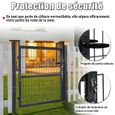 LZQ Portail de clôture 125 x 100 cm Porte de jardin En acier Avec serrure, poignée de porte et clés - Anthracite-1