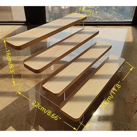 Evoretro Escalier Acrylique 4 Marches Large Pour Vitrine Pack De 2pcs P39512