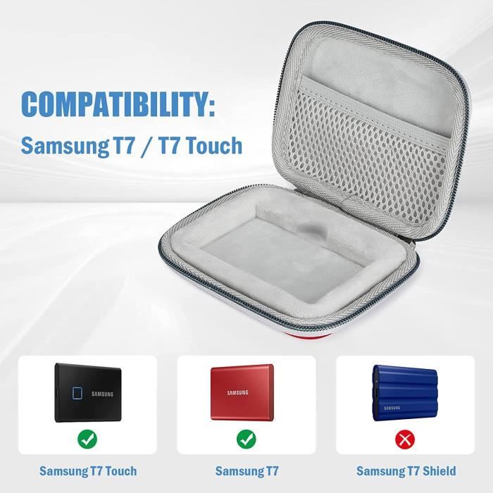 Étui pour Samsung T7- T7 Touch Portable SSD, 2 Attaches Housse de