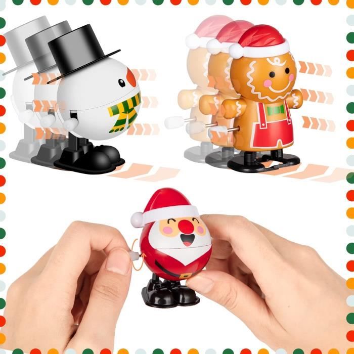 Jouets à Remonter - Noël - 5 Personnages - Plastique - Couleurs Vives - Pour Enfants à Partir De 3 Ans - Jeux - Jouets
