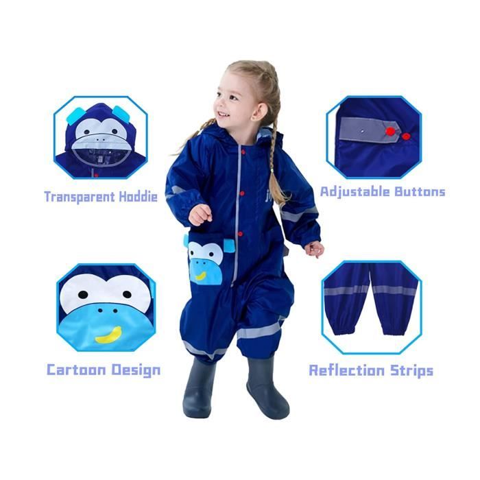 Salopette De Pluie Enfant Taille 86 - Nylon Imperméable Coupe-vent - Pour Activités Plein Air
