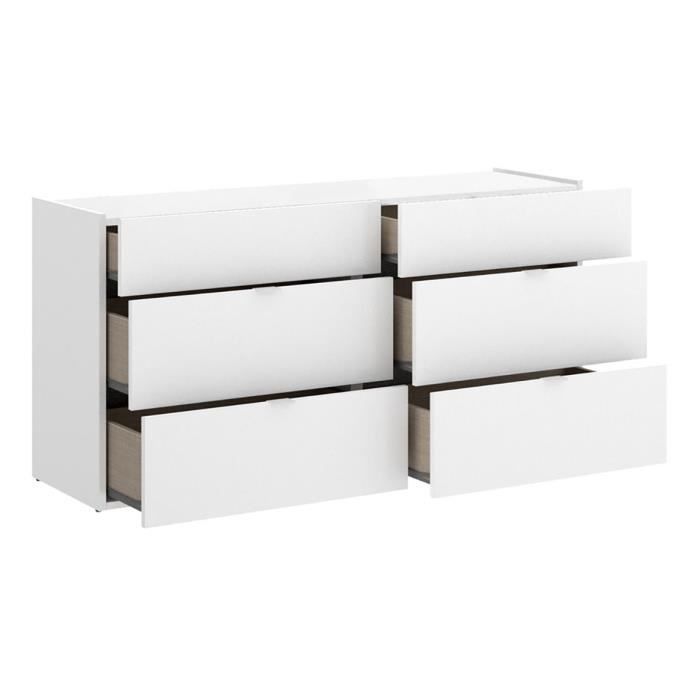 Commode 6 tiroirs commode blanche meuble rangement - Ciel & terre