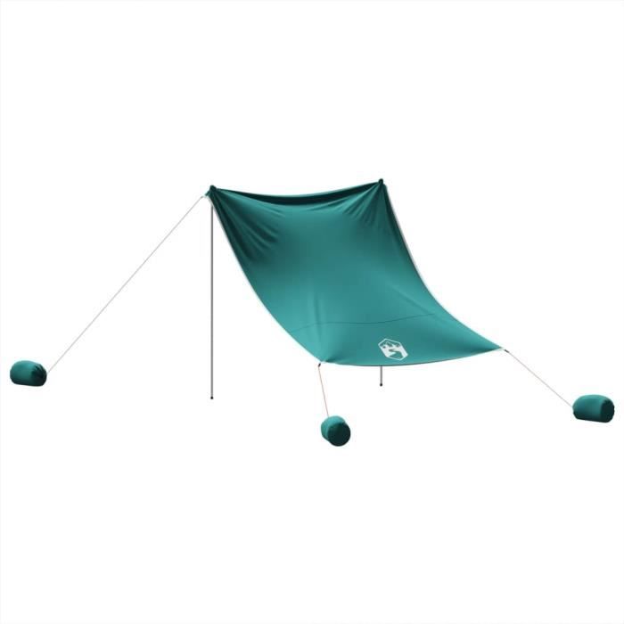 Auvent De Plage Avec Ancres De Sable - 304x300 Cm, Protection UV 40+, Léger 4.29 Kg - Vert - Pour 8 Personnes