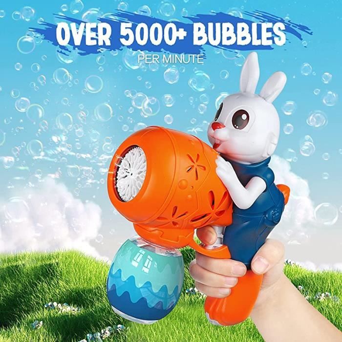 Pistolet à Bulles Automatique – Lapin Carotte – Pâques – 4000 Bulles/min – ABS