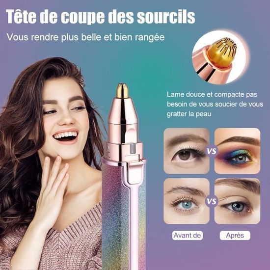 Tondeuse à Sourcils Et épilateur électrique Rechargeable 2 En 1 Femme - Visage Indolore Format Voyage