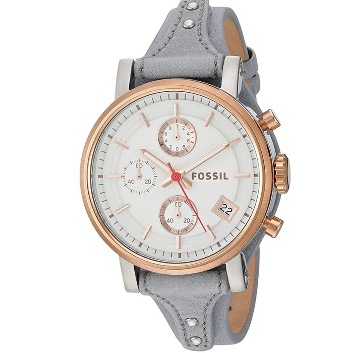 Fossil ES4045 38 mm Boyfriend Cadran Blanc Cuir Gris 38 mm Chronographe Montre Femme Cdiscount Beaux Arts et Loisirs creatifs
