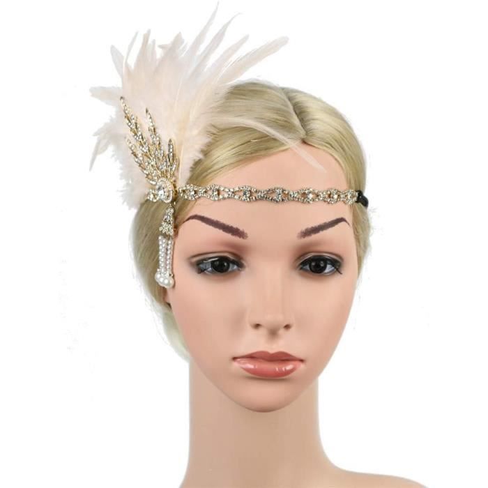 ArtiDeco Headband Gatsby, 1920s Bandeau Plume Bandeau Cristal Gatsby  Flapper Accessoires Charleston Bandeau Année 20 Vintage Partie à Thème