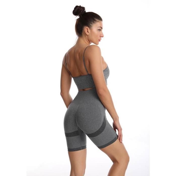 Short de yoga taille haute sans couture pour femme, leggings de sport  élastiques, short de cyclisme