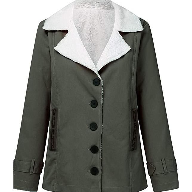 Manteau cintré boutonné gris foncé femme