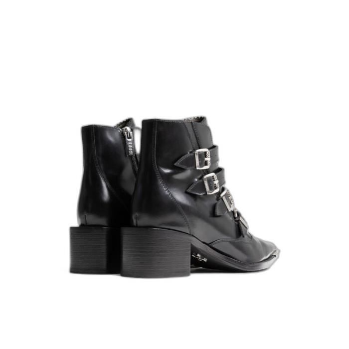 Bottines femme Bronx New Rocca Noir Talon 5 5 cm Boucles