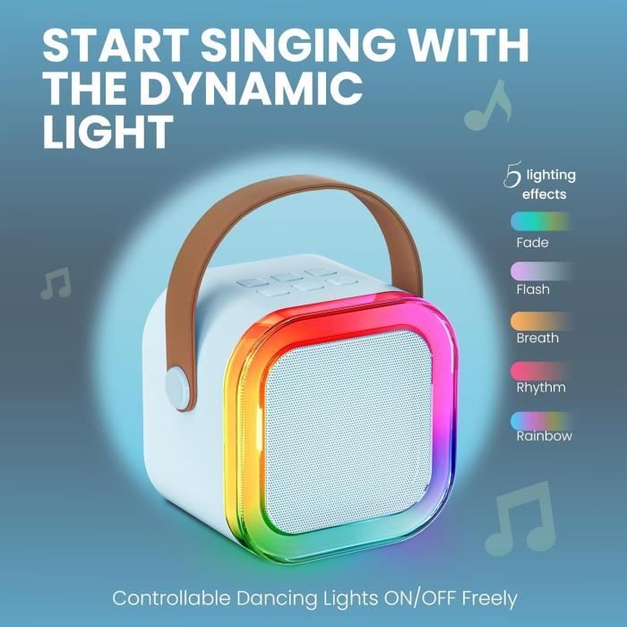 Micro Karaoke Enfant Sans Fil Avec 2 Micro,Enceinte Karaoké Portable