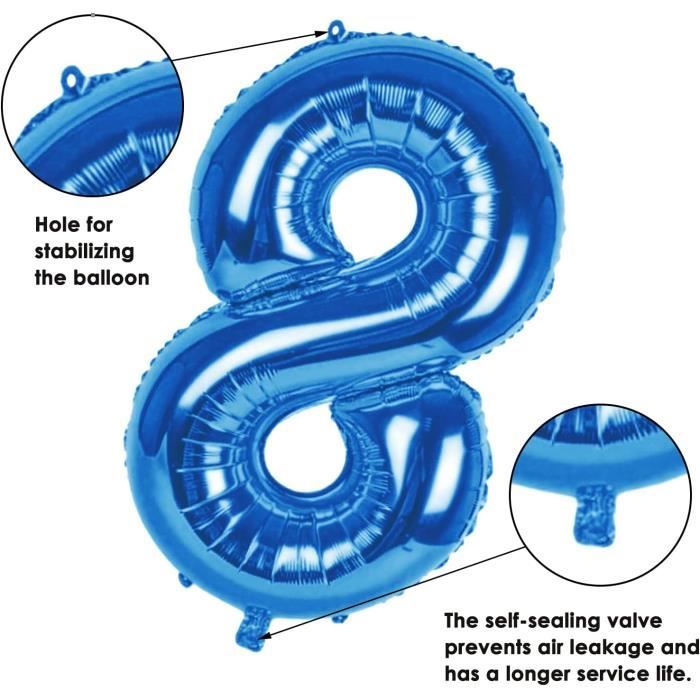 Ballon Chiffre Anniversaire 9 Bleu,Numéro 9 Feuille Géante Hélium