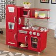 KidKraft - Cuisine en bois pour enfant Vintage Rouge, avec four, réfrigérateur et micro-ondes, accessoires inclus-3