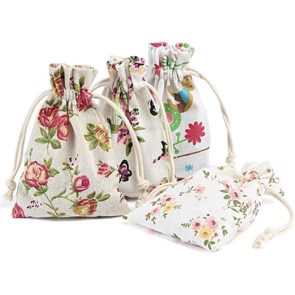 F Fityle 50 Pièces Toile de Jute Sac de Lin de Hesse Sac à Bijoux Sac de Cordon 10 14cm 