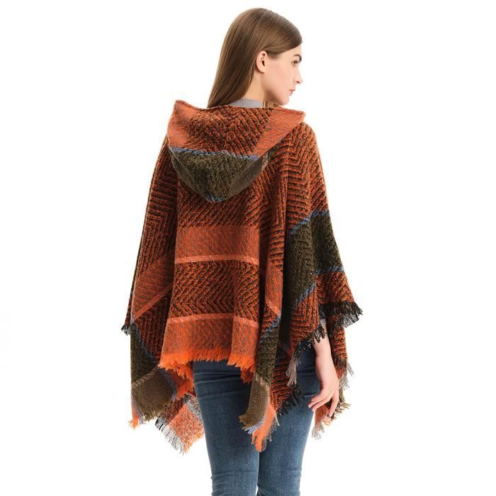 Cape à Capuche Femme En Laine - Manteau Poncho Oversize, Pour Hiver, Style Bohème Chic