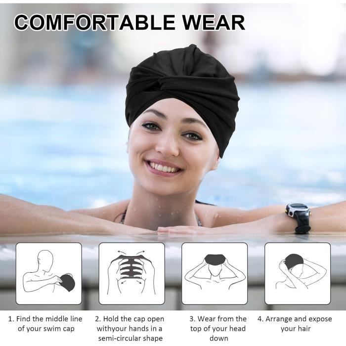 Bonnet De Bain En Tissu Jaune Moutarde – Imperméable, Extensible – Pour Homme Et Femme – Cheveux Longs/courts