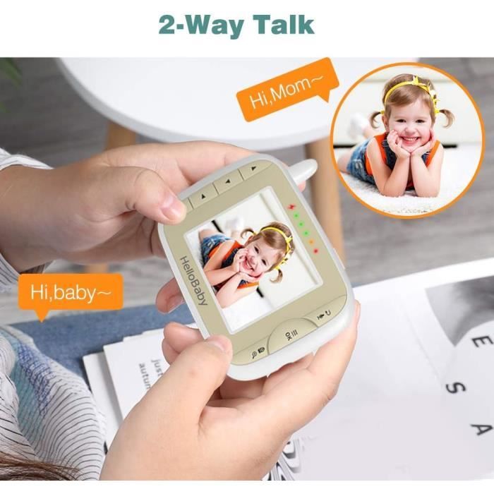 Moniteur Vidéo pour bébé, HelloBaby Babyphone caméra avec Pan-Tilt-Zoom à  distance, écran LCD 3.2'', vision nocturne, VOX, audio64 - Cdiscount  Puériculture & Eveil bébé