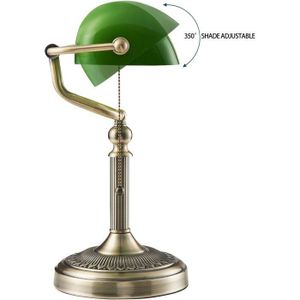 Lampe de banquier bureau table abat-jour vert en verre ampoule à Lampe de banquier bureau table abat-jour vert en verre ampoule à