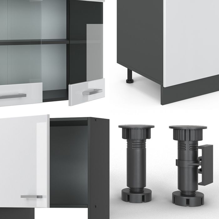 Kitchenette R-Line Vicco Blanc Sonoma - Cuisine Intégrée Moderne, Panneaux MDF