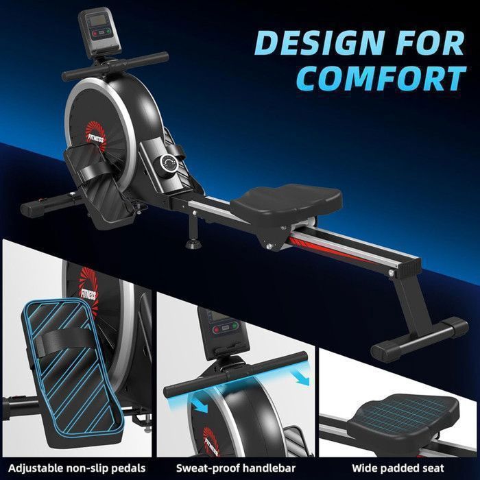 Rameur Pliable Maison - 12 Niveaux Résistance, Affichage LED, Charge Max 120kg