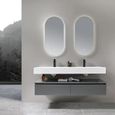LuxuryBain - Meuble de salle de bain double vasque 140cm en Corian blanc avec miroir led-0