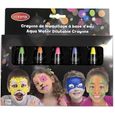 Crayons de maquillage à l'eau fluorescents pour enfant - Lot de 5 - Couleurs : vert, orange, rose, violet, jaune-0