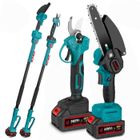 Tronçonneuse Elagueuse électrique sur perche 6 pouce + Sécateur pour branches hautes - ONEVAN - 2x 3AH Batteries