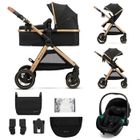 Poussette combinée 3-en-1 Kinderkraft ESME PRO, siège auto MINK PRO 2 i-Size inclus, roues TPE increvables, pliage compact, Noir