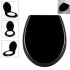 Abattant WC LARS360 - Noir - Siège de toilette ovale avec fermeture en douceur et automatique