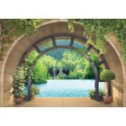 WALLARENA Papier Peint Intissé 3D Fenêtre 254x184 cm Panoramique Nature Chambre Salon Photo Non Tissé Muraux Trompe l'oeil