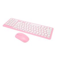 HEG Combo clavier et souris sans fil à 96 touches Transmission de 10 mètres Combo clavier et souris avec tapis antidérapant (rose)