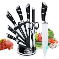 Set de Couteaux de Cuisine 9 Pièces - BIVGOCLS - Bloc de Couteaux en Acier Inoxydable - pour le Maisons et le Restaurant