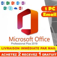 Microsoft Office 2019 Professionnel Plus 32/64 bit Clé d'activation Originale - 1 PC Volume - Rapide - Version téléchargeable