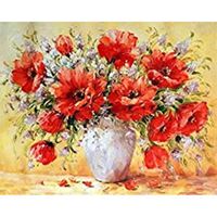 YEESAM ART Peinture par Numero Adulte Fleur de pavot rouge, Peinture Numero d Art Sans Cadre 16x20 pouce Acrylique