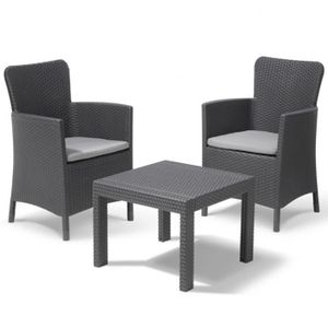 Ensemble table et chaise de jardin Allibert Mobilier d'extérieur 3 pcs Salvador Graphite 221307