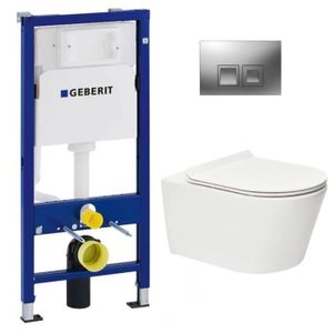 WC - TOILETTES Pack WC Bati-support Geberit Duofix UP100 + WC sans bride SAT Brevis + Abattant ultra-fin