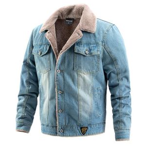 Veste en jean clearance noir col mouton homme